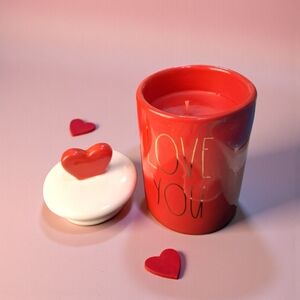 Rae Dunn "Love You" Scented Candle - rose ganache scented - NEW